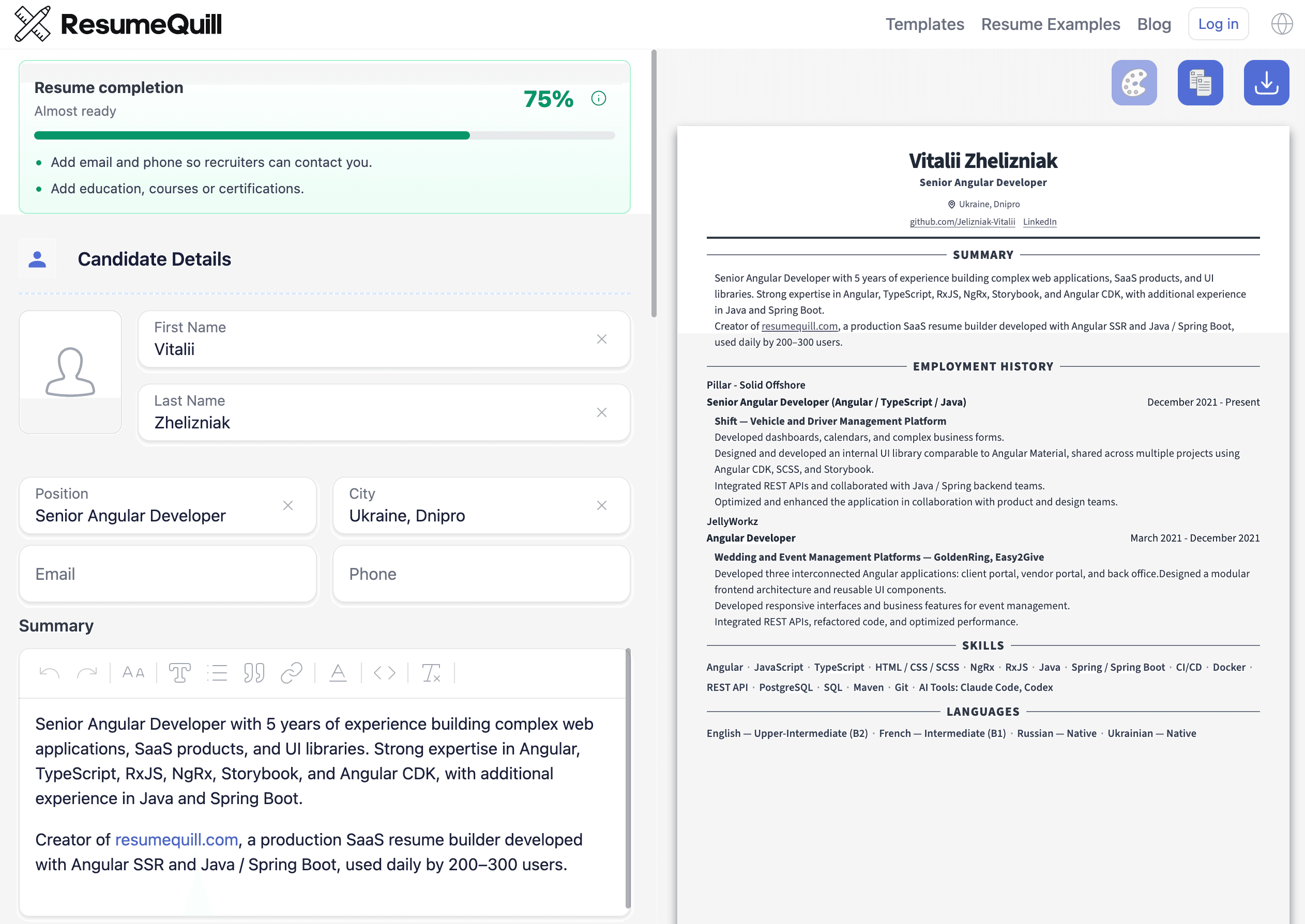 ResumeQuill screenshot 2