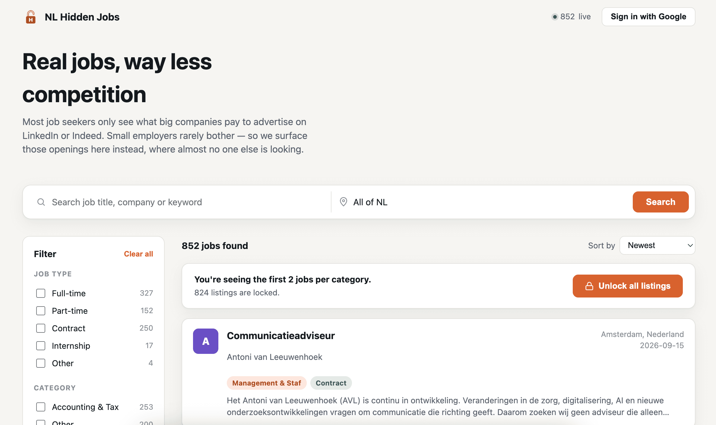 HiddenJobsNL screenshot 2